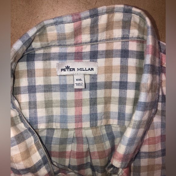 Peter Millar mens XXL long sleeve button shirt checkered plaid - Picture 4 of 6